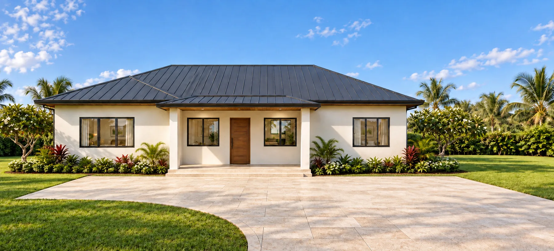 Straight-on front design visualisation of David, a 4-bedroom single-storey home