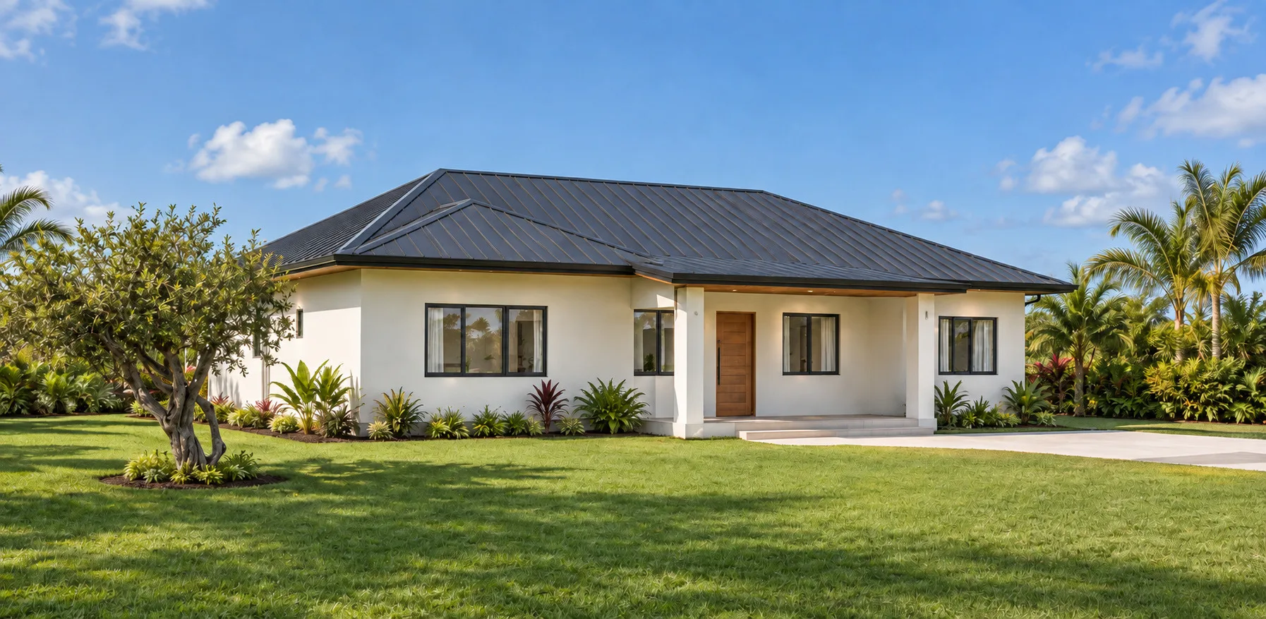 Front three-quarter design visualisation of David, a 4-bedroom single-storey home