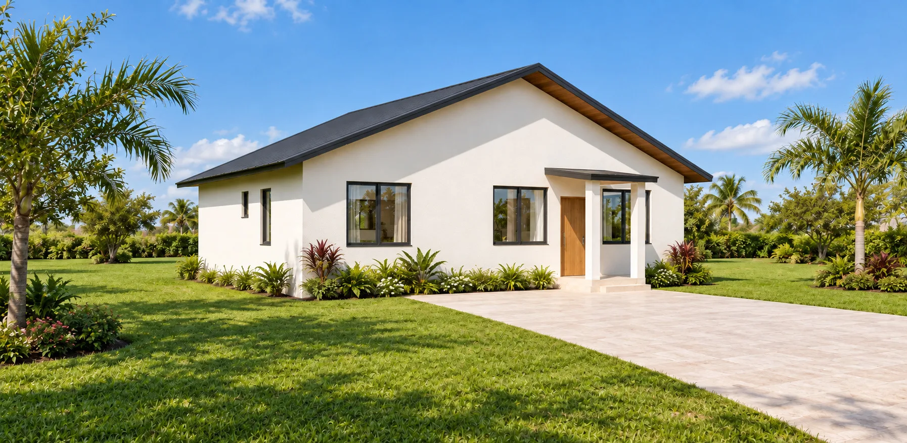 Front three-quarter design visualisation of Isaac, a 3-bedroom single-storey home