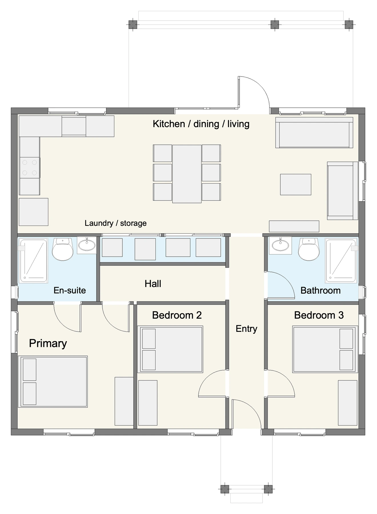 Floor plan of Isaac, a 3-bedroom single-storey home