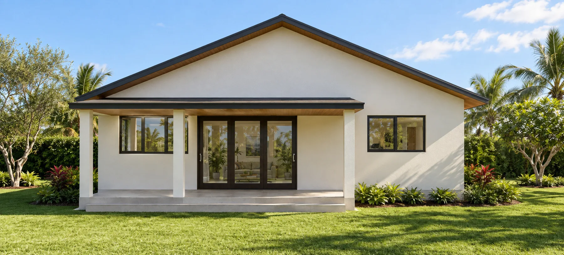 Rear design visualisation of Isaac, a 3-bedroom single-storey home