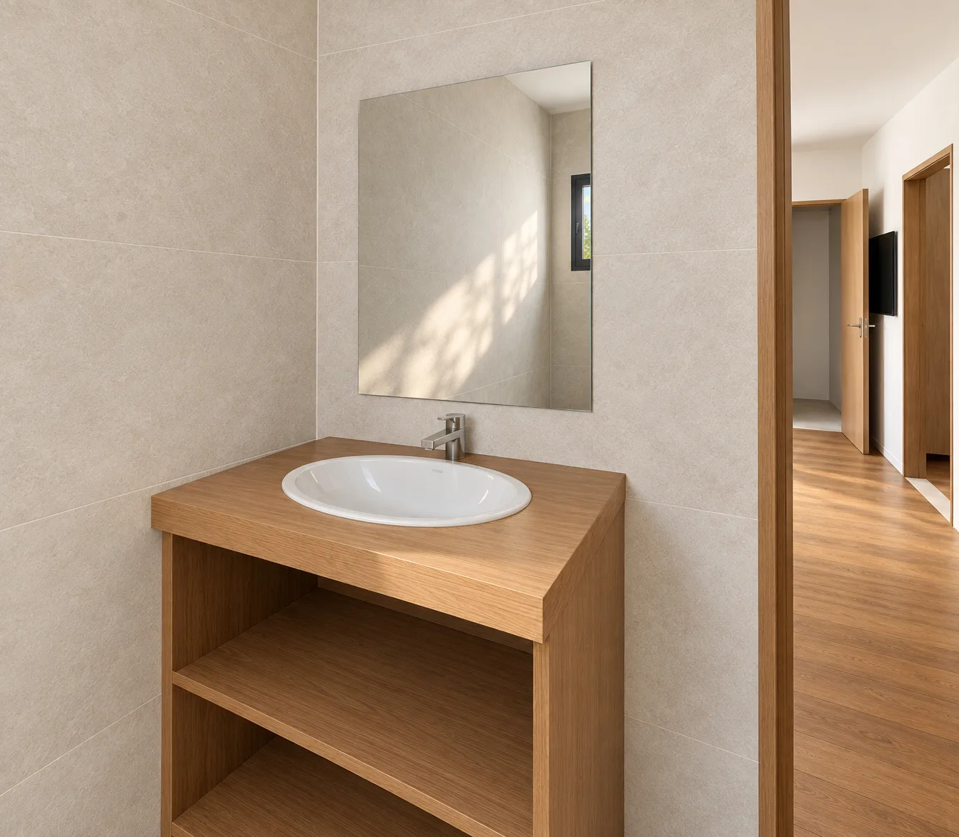 Jacob: bathroom — basin and mirror — design visualisation