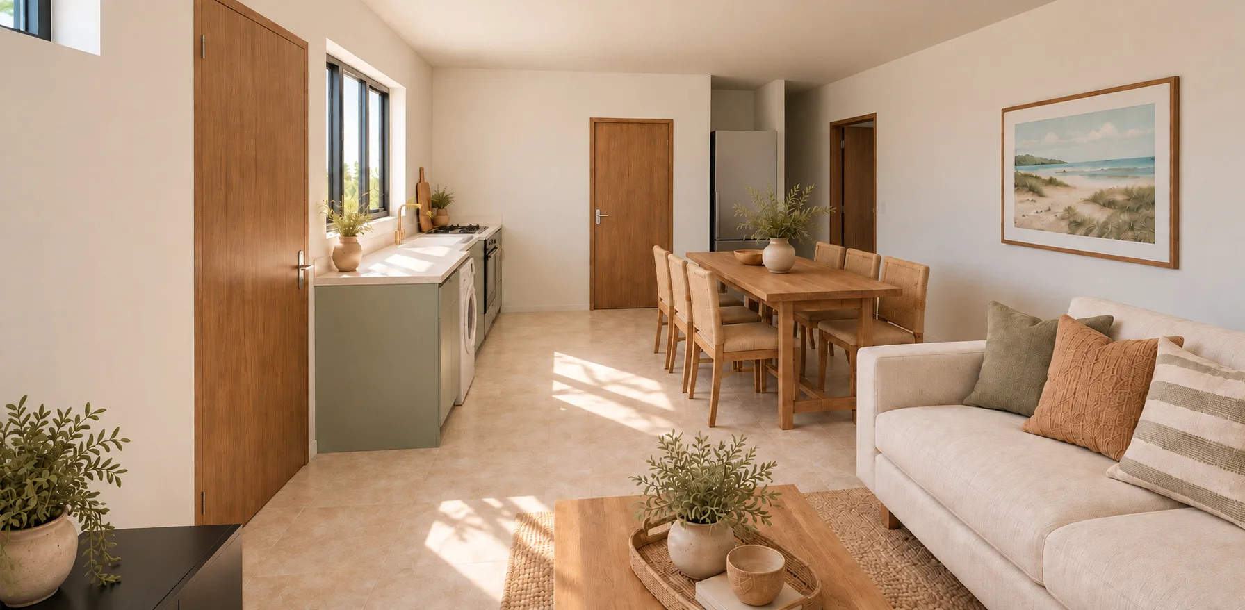 Joseph: Living, dining and kitchen — design visualisation