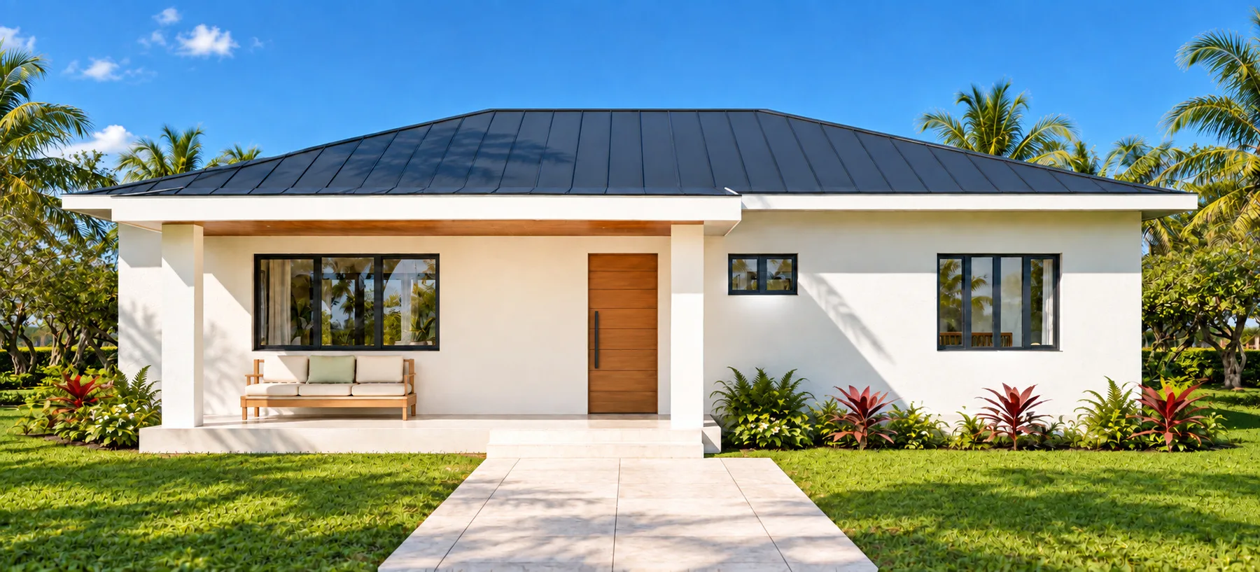 Straight-on front design visualisation of Noah, a 3-bedroom single-storey home