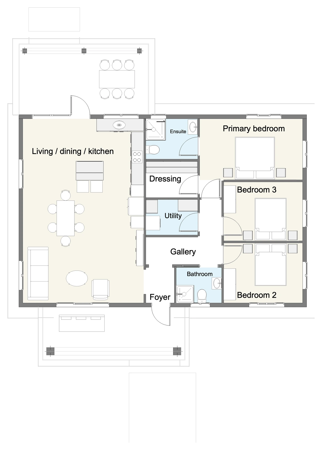 Floor plan of Noah, a 3-bedroom single-storey home